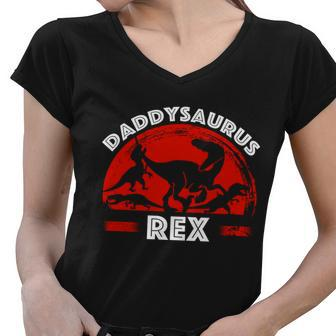 Daddysaurus Rex Cute Dad Spoof Tshirt Women V-Neck T-Shirt - Monsterry AU
