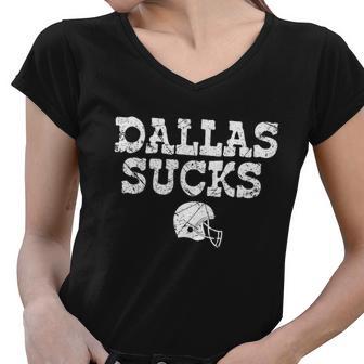 Dallas Sucks Helmet Women V-Neck T-Shirt - Monsterry CA