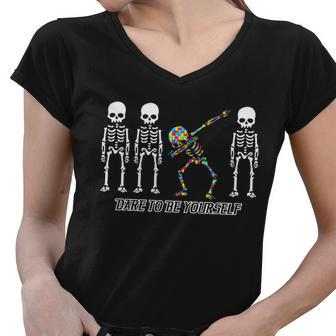 Dare To Be Yourself Autism Awareness Tshirt Women V-Neck T-Shirt - Monsterry DE