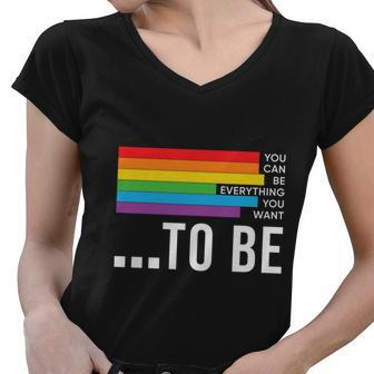 Dare To Be Yourself Lgbt Pride Month Women V-Neck T-Shirt - Monsterry
