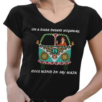 Dark Desert Highway Funny Hippie Women V-Neck T-Shirt - Monsterry DE