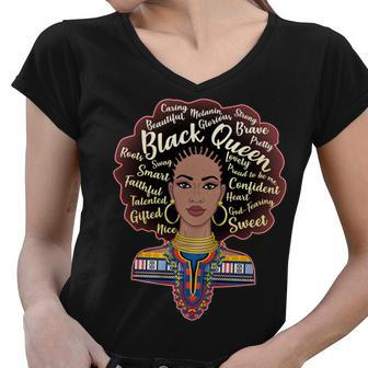 Dashiki Black Queen Women V-Neck T-Shirt - Monsterry DE