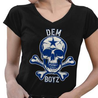 Dem Boyz Dallas Skull Crossbones Star Texas Fan Pride Women V-Neck T-Shirt - Monsterry UK