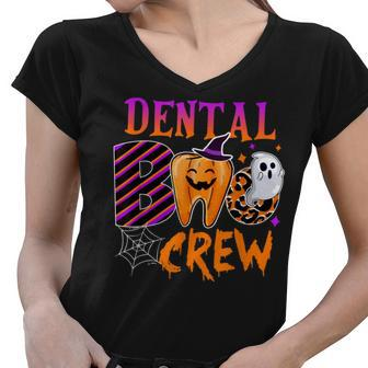 Dental Boo Crew Funny Boo Th Dentist Matching Halloween Women V-Neck T-Shirt - Seseable