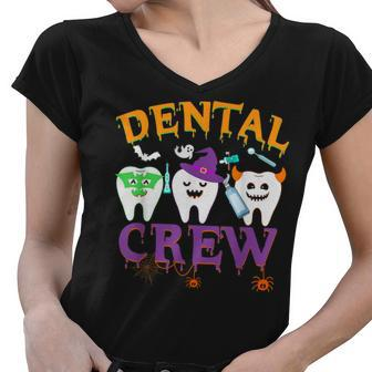 Dental Boo Crew Halloween Funny Dentist Assistant Women V-Neck T-Shirt - Seseable