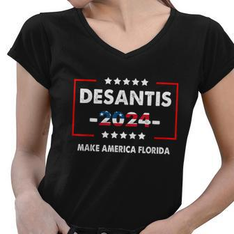 Desantis 2024 Make America Florida Tshirt Women V-Neck T-Shirt - Monsterry