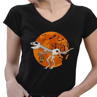 Dinosaur Funny Halloween Quote Women V-Neck T-Shirt - Monsterry