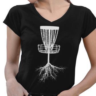 Disk Golf Tree Roots Funny Sports Tshirt Women V-Neck T-Shirt - Monsterry DE