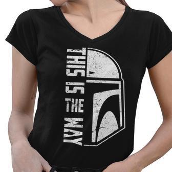 Distressed This Is The Way Helmet Tshirt Women V-Neck T-Shirt - Monsterry CA