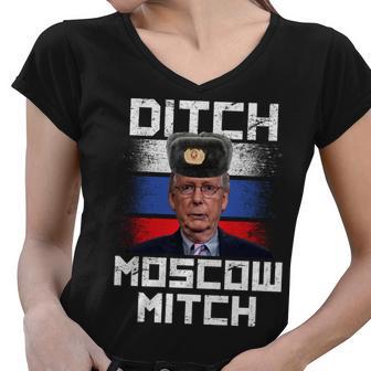 Ditch Moscow Mitch Mcconnell Women V-Neck T-Shirt - Monsterry