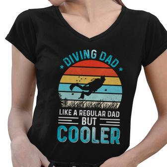 Diving Dad Fathers Day Gifts For Father Scuba Diving Graphic Design Printed Casual Daily Basic Women V-Neck T-Shirt - Thegiftio UK