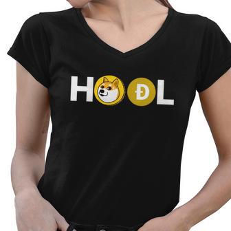 Dogecoin Hoodl V2 Women V-Neck T-Shirt - Monsterry CA