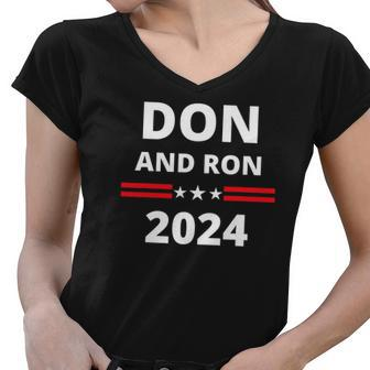 Don And Ron 2024 &8211 Make America Florida Republican Election Women V-Neck T-Shirt | Mazezy
