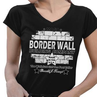 Donald Trump Border Wall Construction Company Women V-Neck T-Shirt - Monsterry AU