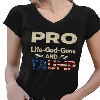 Donald Trump Pro Life God Gun Women V-Neck T-Shirt - Monsterry