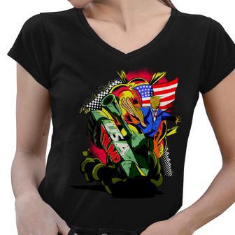 Donald Trump Usa Army Tank 2020 President Women V-Neck T-Shirt - Monsterry DE