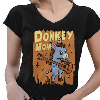Donkey Mom Cute Mule Farm Animal Agriculture Cute Gift Women V-Neck T-Shirt - Monsterry