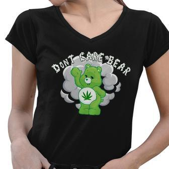 Dont Care Smoking Bear Tshirt Women V-Neck T-Shirt - Monsterry AU