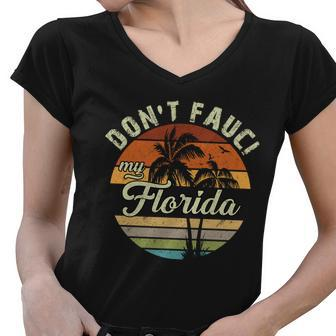 Dont Fauci My Florida Retro Palm Trees Women V-Neck T-Shirt - Monsterry DE