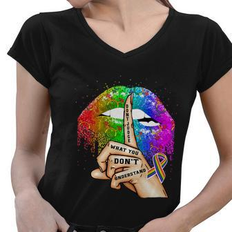 Dont Judge What You Dont Understand Lgbt Pride Lips Women V-Neck T-Shirt - Monsterry CA
