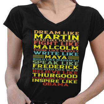 Dream Like Martin Inspirational Black History Influential Women V-Neck T-Shirt - Monsterry DE