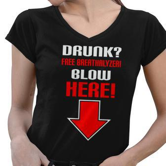 Drunk Free Breathalyzer Women V-Neck T-Shirt - Monsterry