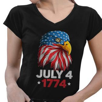 Eagle 4Th Of July Usa American Flag American Patriotic Eagle Gift Women V-Neck T-Shirt - Monsterry