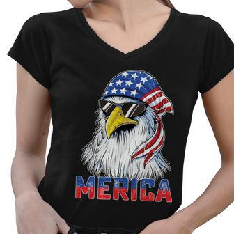 Eagle Mullet 4Th Of July Usa American Flag Merica Gift V10 Women V-Neck T-Shirt - Monsterry