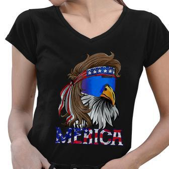 Eagle Mullet 4Th Of July Usa American Flag Merica Gift V9 Women V-Neck T-Shirt - Monsterry
