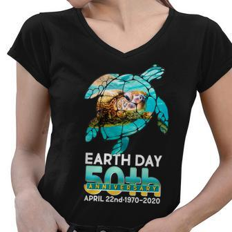 Earth Day 50Th Anniversary Turtle Tshirt Women V-Neck T-Shirt - Monsterry DE