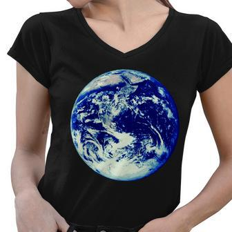 Earth World Tshirt Women V-Neck T-Shirt - Monsterry