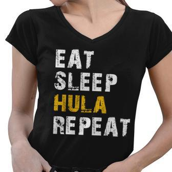 Eat Sleep Hula Hoop Repeat Women V-Neck T-Shirt - Monsterry UK
