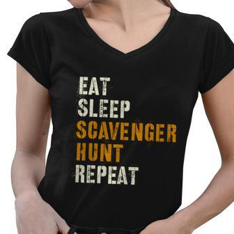 Eat Sleep Scavenger Hunt Repeat Halloween Activity Squad Cool Gift Women V-Neck T-Shirt - Monsterry UK
