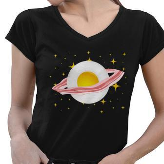 Egg Bacon Planet Women V-Neck T-Shirt - Monsterry