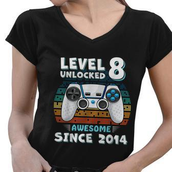 Eight 8Yr Bday Son Boy Funny Gamer 8Th 8 Years Old Birthday Women V-Neck T-Shirt - Monsterry UK