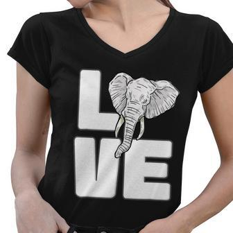 Elephant Love Gifts Cute Elephant Graphic Save Animal Lover Women V-Neck T-Shirt - Monsterry CA