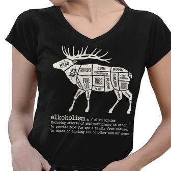 Elkoholism Elk Hunting Women V-Neck T-Shirt - Monsterry AU