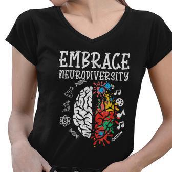 Embrace Neurodiversity Autism Awareness Asd Men Women Kids Women V-Neck T-Shirt - Monsterry UK