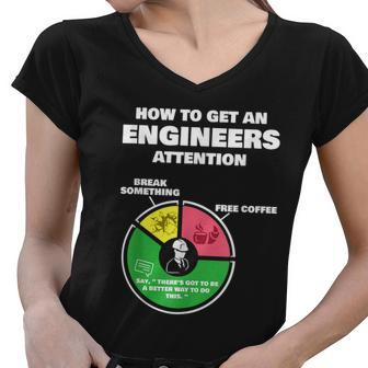 Engineer Engineering Gifts How To Get Engineers Attention Women V-Neck T-Shirt - Monsterry AU
