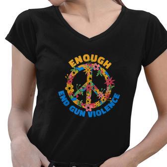 Enough End Gun Violence National Gun Violence Awareness Day Women V-Neck T-Shirt - Monsterry AU