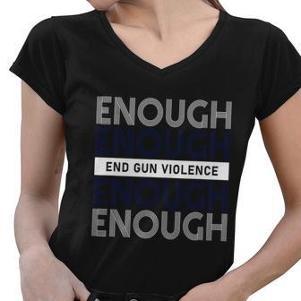 Enough End Gun Violence Wear Orange Enough Gun Design Tshirt Women V-Neck T-Shirt - Monsterry