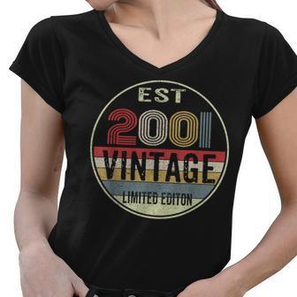 Est 2001 Vintage 2001 Limited Edition 21St Birthday Women V-Neck T-Shirt - Thegiftio UK