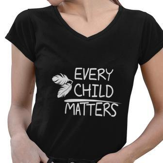 Every Child Matters Feathers Orange Day Women V-Neck T-Shirt - Monsterry