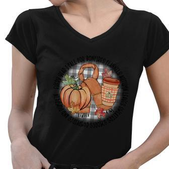 Every Year I Fall For Bonfires Flannels Thanksgiving Quote V2 Women V-Neck T-Shirt - Monsterry CA