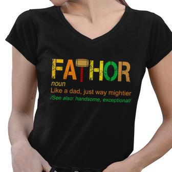 Fa-Thor Like Dad Just Way Mightier Tshirt Women V-Neck T-Shirt - Monsterry UK