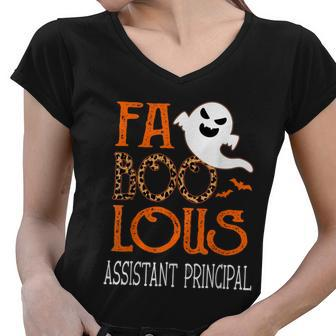 Faboolous Assistant Principal On Halloween Party Funny Ghost Women V-Neck T-Shirt - Monsterry CA