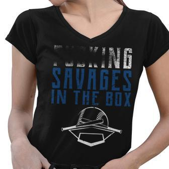 Faded Fn Savages In The Box Baseball Women V-Neck T-Shirt - Monsterry AU