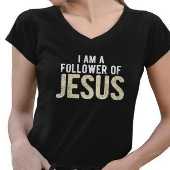 Faith Cross Bible Christian Religious Women V-Neck T-Shirt - Monsterry DE