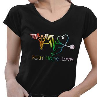 Faith Hope Love Nurse Women V-Neck T-Shirt - Monsterry CA