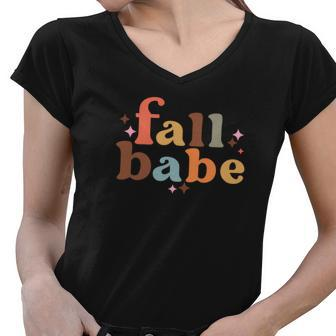 Fall Babe Colorful Sparkling Official Design Women V-Neck T-Shirt - Seseable